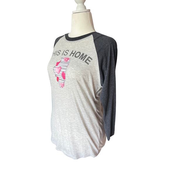 Ladybird This Is Home Illinois Baseball T-Shirt Women's Size M 3D Heart Fabric - Picture 2 of 7